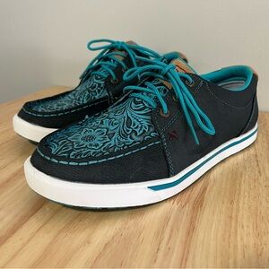Twisted X Casual Shoes Women’s Kicks Lace up Leather 9M Teal